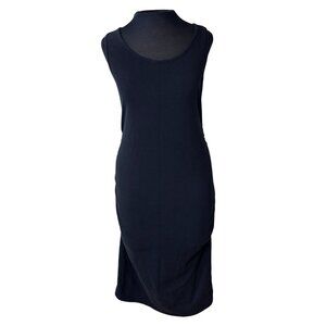 Isabel Maternity Black Sleeveless Ruched Side Midi Dress Medium